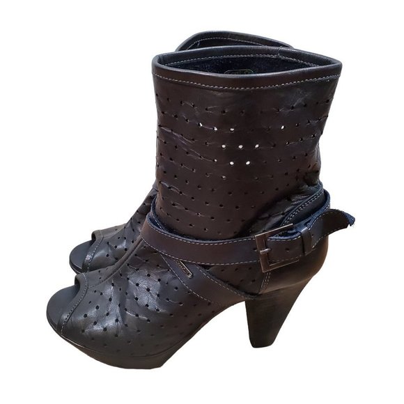 Diesel Shoes - Diesel Womens Peep Toe Heeled Ankle Boot Black Adjustable Strap Size 7.5